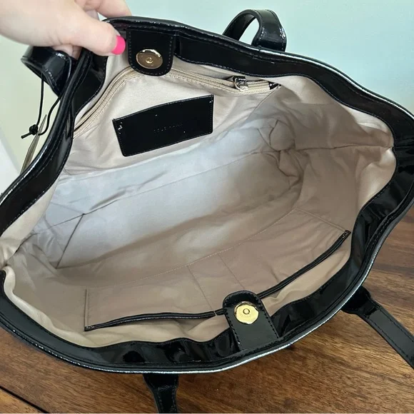 Cole Haan Black and Tan Tote Bag.  New with tag. Leather. - Picture 4 of 9